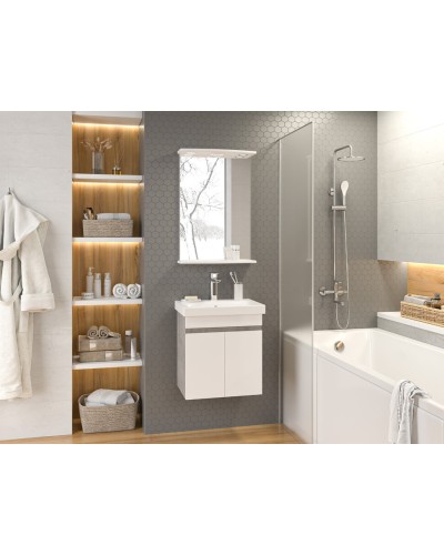 Ронда - 50 Тумба подвесная прямая 2 дв. (бок. ДСП Чикаго, фас.белая эмаль)