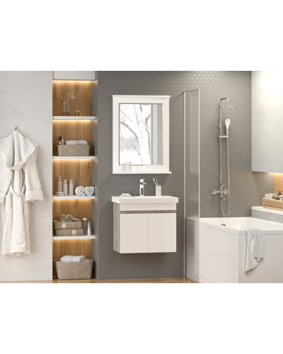 Ронда - 60 Тумба подвесная прямая 2 дв. (бок. ДСП Чикаго, фас.белая эмаль)