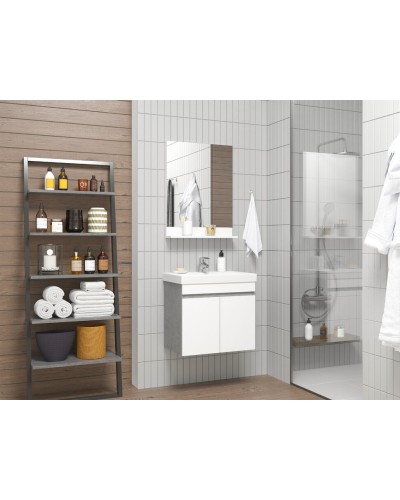 Ронда - 60 Тумба подвесная прямая 2 дв. (бок. ДСП Чикаго, фас.белая эмаль)