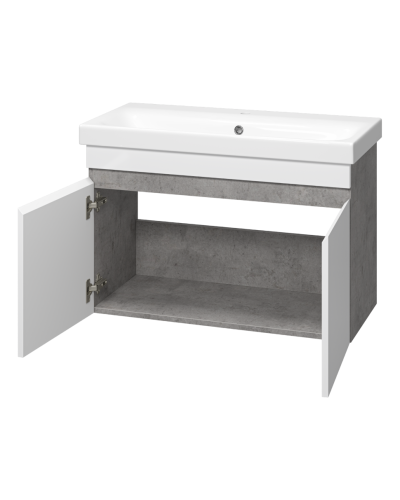 Ронда - 80 Тумба подвесная прямая 2 дв. (бок. ДСП Чикаго, фас.белая эмаль)