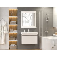 Ронда - 80 Тумба подвесная прямая 2 дв. (бок. ДСП Чикаго, фас.белая эмаль)