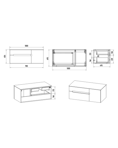 Роял -100 Тумба подвесная с 2 ящ. 1 дв. белый