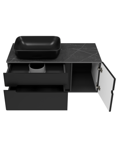 Роял -100 Тумба подвесная с 2 ящ. 1 дв. черный