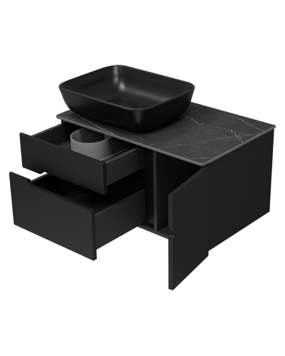 Роял - 80 Тумба подвесная с 2 ящ. 1 дв. черный