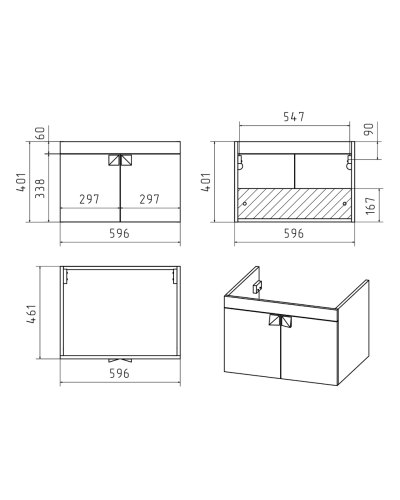 Сахара - 60 Тумба прямая подвесная белая
