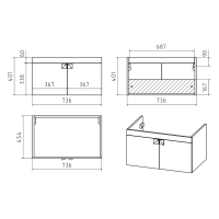 Сахара - 75 Тумба прямая подвесная белая О