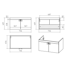 Сахара - 75 Тумба прямая подвесная белая О