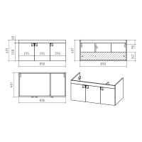 Сахара - 90 Тумба прямая подвесная белая