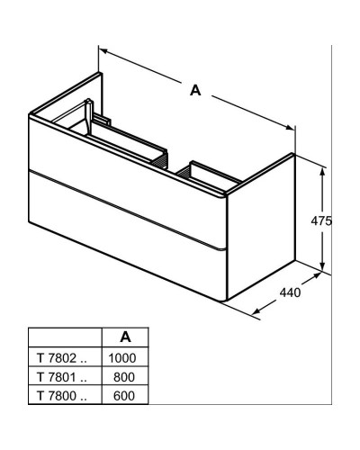 Тумба белый глянец 80 см 2 ящика Ideal Standard SoftMood T7801WG