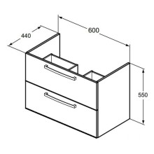 Тумба белый глянец 60 см 2 ящика Ideal Standard Tempo E3240WG