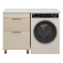 ENFIDA - 60 Тумба напольная 2 ящ. под стир. машину, бежевая мат. эмаль (Энфида)