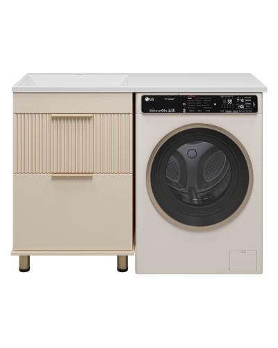 ENFIDA - 60 Тумба напольная 2 ящ. под стир. машину, бежевая мат. эмаль (Энфида)