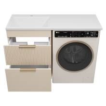 ENFIDA - 60 Тумба напольная 2 ящ. под стир. машину, бежевая мат. эмаль (Энфида)