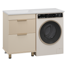 ENFIDA - 60 Тумба напольная 2 ящ. под стир. машину, бежевая мат. эмаль (Энфида)