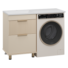 ENFIDA - 60 Тумба напольная 2 ящ. под стир. машину, бежевая мат. эмаль (Энфида)