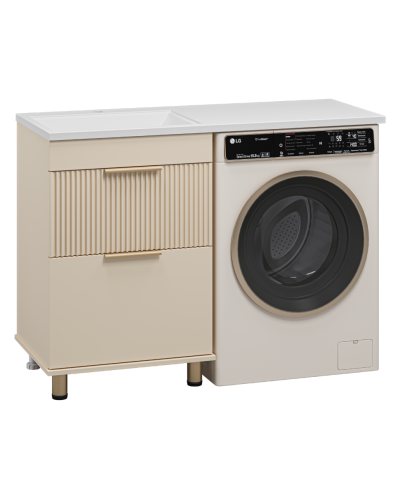 ENFIDA - 60 Тумба напольная 2 ящ. под стир. машину, бежевая мат. эмаль (Энфида)