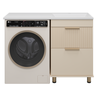 ENFIDA - 60 Тумба напольная 2 ящ. под стир. машину, бежевая мат. эмаль (Энфида)