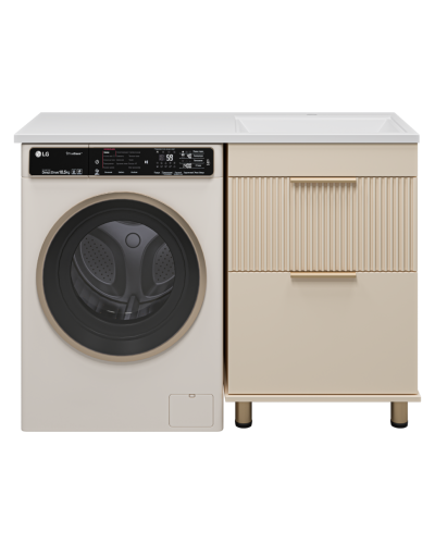 ENFIDA - 60 Тумба напольная 2 ящ. под стир. машину, бежевая мат. эмаль (Энфида)