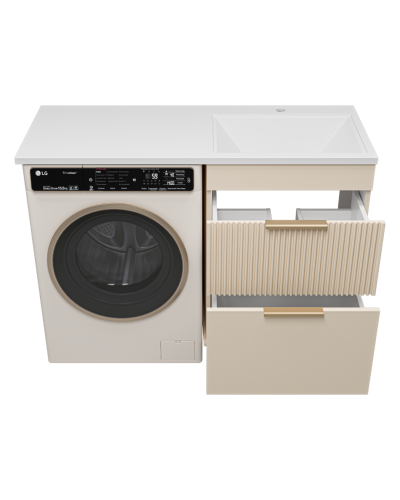 ENFIDA - 60 Тумба напольная 2 ящ. под стир. машину, бежевая мат. эмаль (Энфида)