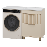 ENFIDA - 60 Тумба напольная 2 ящ. под стир. машину, бежевая мат. эмаль (Энфида)