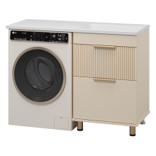 ENFIDA - 60 Тумба напольная 2 ящ. под стир. машину, бежевая мат. эмаль (Энфида)