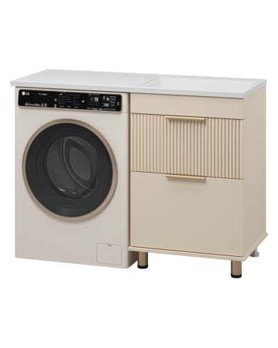 ENFIDA - 60 Тумба напольная 2 ящ. под стир. машину, бежевая мат. эмаль (Энфида)