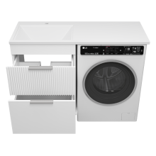 ENFIDA - 60 Тумба напольная 2 ящ. под стир. машину, белая мат. эмаль (Энфида)