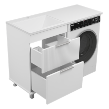 ENFIDA - 60 Тумба напольная 2 ящ. под стир. машину, белая мат. эмаль (Энфида)