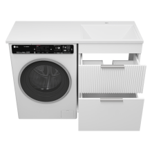 ENFIDA - 60 Тумба напольная 2 ящ. под стир. машину, белая мат. эмаль (Энфида)