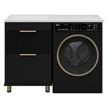 ENFIDA - 60 Тумба напольная 2 ящ. под стир. машину, черная мат. эмаль (Энфида)