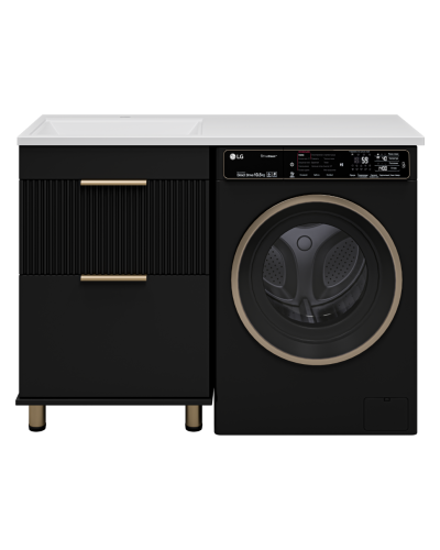 ENFIDA - 60 Тумба напольная 2 ящ. под стир. машину, черная мат. эмаль (Энфида)