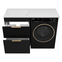 ENFIDA - 60 Тумба напольная 2 ящ. под стир. машину, черная мат. эмаль (Энфида)