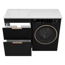 ENFIDA - 60 Тумба напольная 2 ящ. под стир. машину, черная мат. эмаль (Энфида)