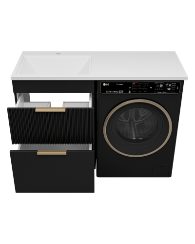 ENFIDA - 60 Тумба напольная 2 ящ. под стир. машину, черная мат. эмаль (Энфида)