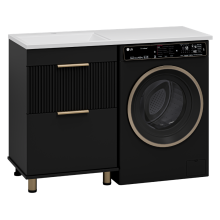 ENFIDA - 60 Тумба напольная 2 ящ. под стир. машину, черная мат. эмаль (Энфида)