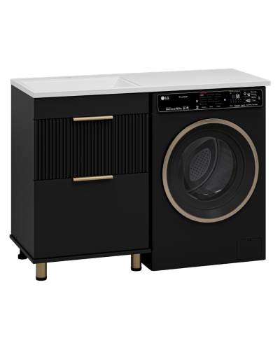 ENFIDA - 60 Тумба напольная 2 ящ. под стир. машину, черная мат. эмаль (Энфида)