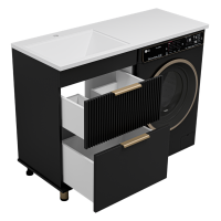 ENFIDA - 60 Тумба напольная 2 ящ. под стир. машину, черная мат. эмаль (Энфида)