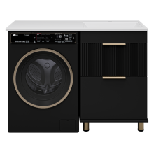 ENFIDA - 60 Тумба напольная 2 ящ. под стир. машину, черная мат. эмаль (Энфида)