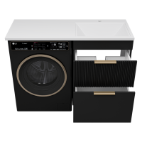 ENFIDA - 60 Тумба напольная 2 ящ. под стир. машину, черная мат. эмаль (Энфида)