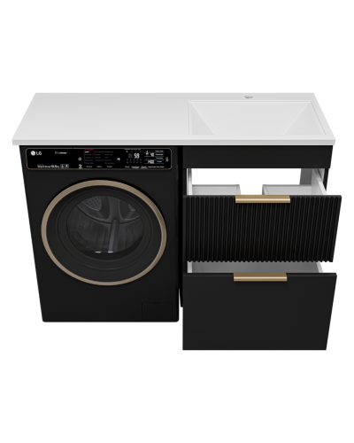 ENFIDA - 60 Тумба напольная 2 ящ. под стир. машину, черная мат. эмаль (Энфида)