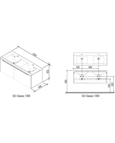 Тумба 130 см espresso/белый Ravak SD Classic 1300 X000000425