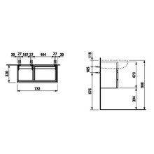 Тумба белый глянец 73,2 см 2 ящика Laufen Alessi One 4.2447.0.097.631.1