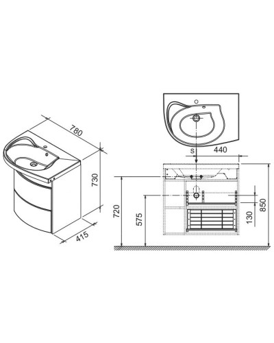 Тумба 78 см белый глянец Ravak SDU Rosa Comfort R X000000329