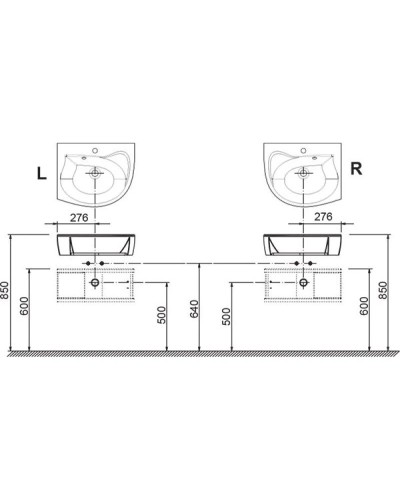 Тумба 56 см береза/белый Ravak SDU Rosa L X000000238