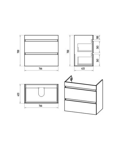 Мира - 80 Тумба напольная с 2 ящ.эмаль