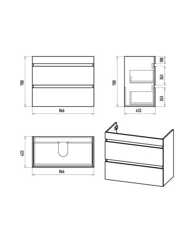 Мира - 90 Тумба напольная с 2 ящ.эмаль