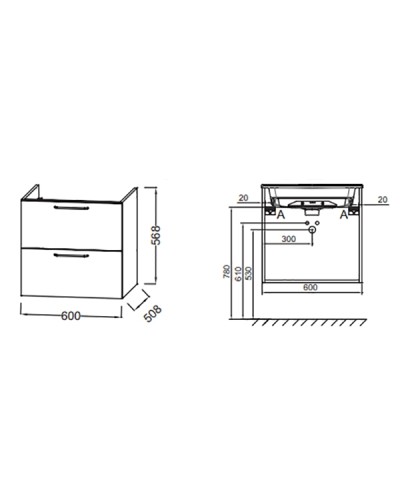 Тумба под раковину Jacob Delafon Odeon Rive Gauche 60 EB2520-R5-N18 подвесная Белая ручки Хром