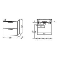 Тумба под раковину Jacob Delafon Odeon Rive Gauche 60 EB2520-R9-E52 подвесная Дуб Табак ручки Черные