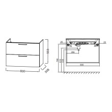 Тумба под раковину Jacob Delafon Odeon Rive Gauche 80 EB2522-R9-E52 подвесная Дуб Табак ручки Черные