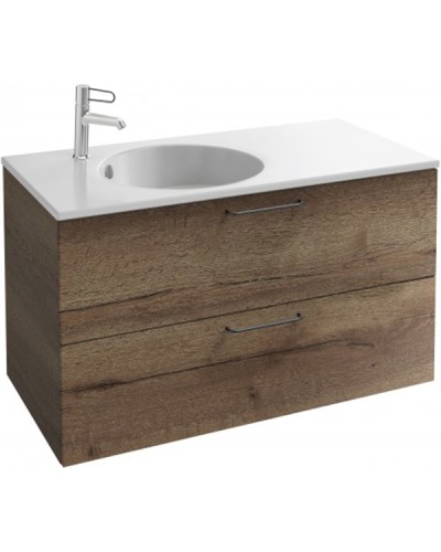 Тумба под раковину Jacob Delafon Odeon Rive Gauche 100 EB2524-R9-E52 подвесная Дуб Табак ручки Черные